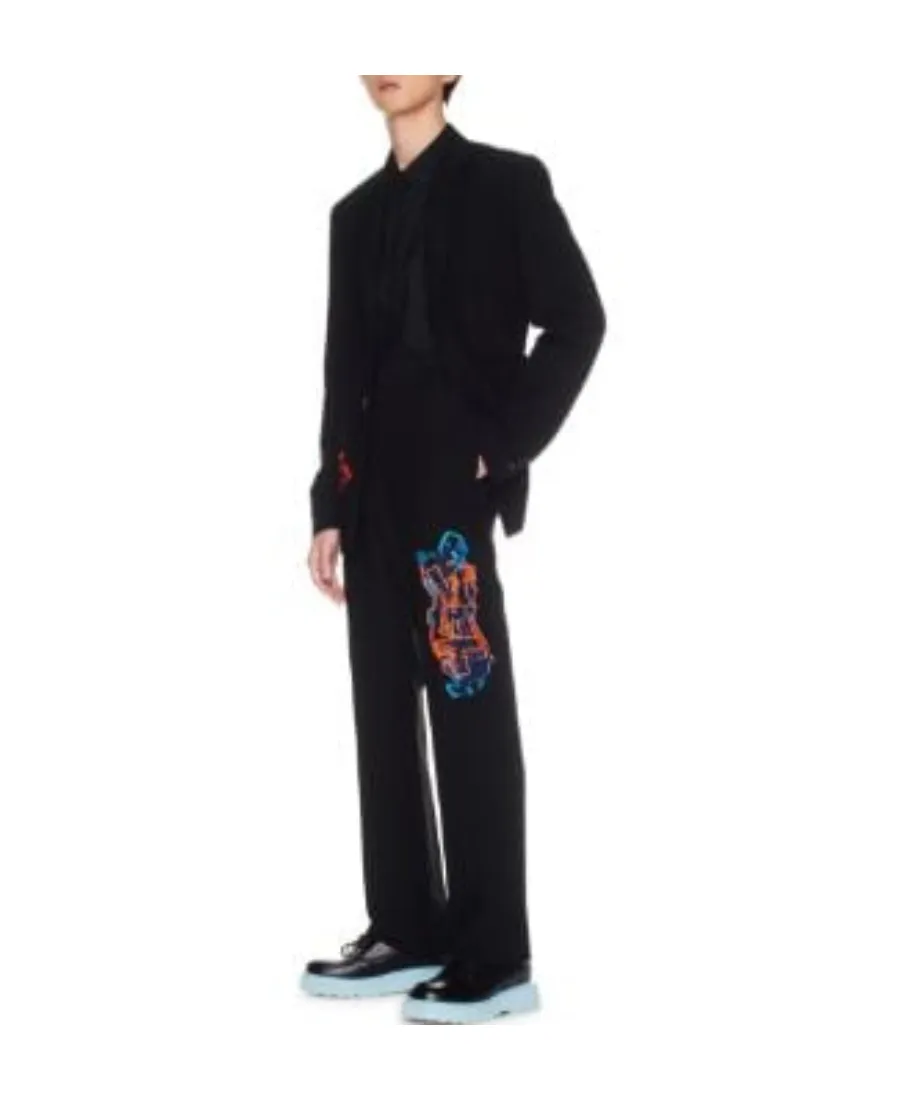 Off-White Logo Embroidered Straight Leg Trousers