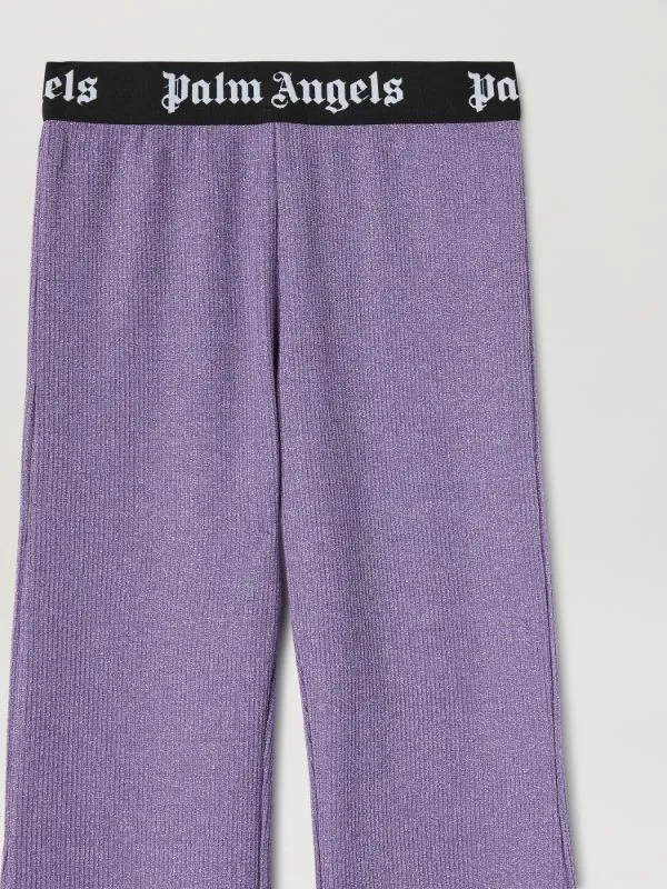 Palm Angels Kids Logo Waistband Flared Trousers