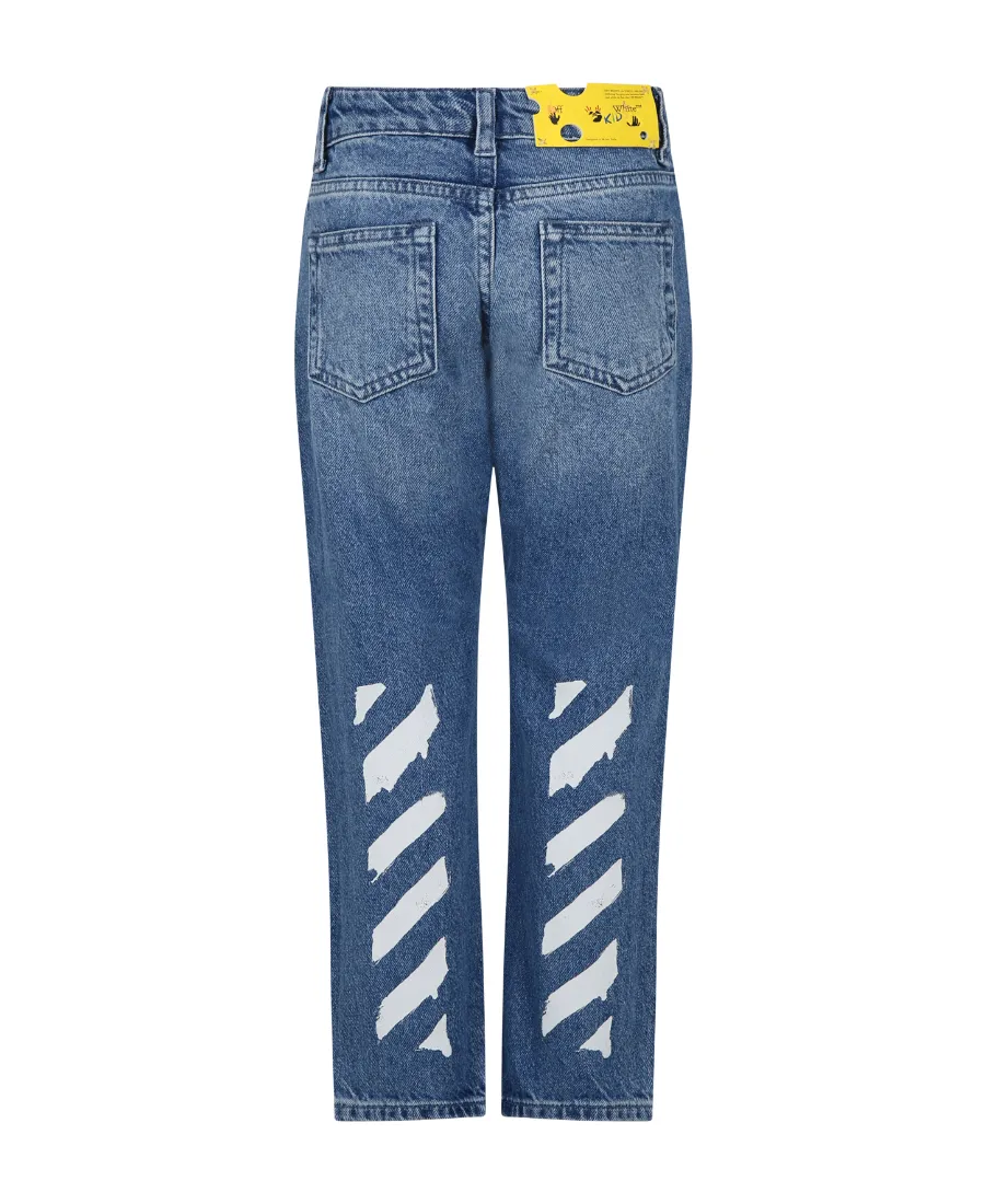 Off-White Kids Paint Graphic Logo Patch Jeans