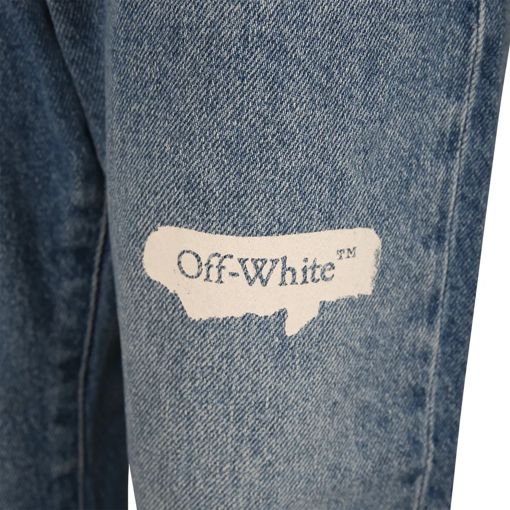 Off-White Kids Paint Graphic Logo Patch Jeans