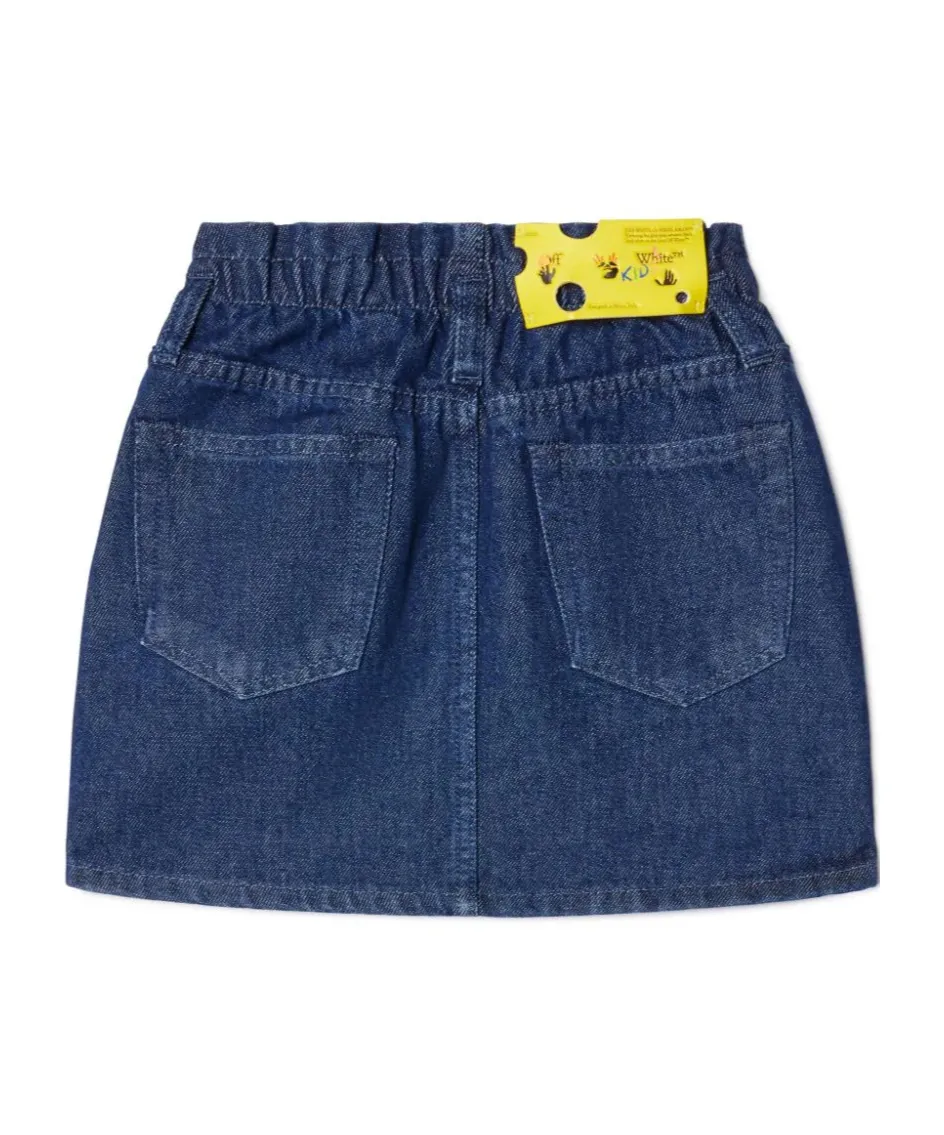 Off-White Kids Off Stamp Logo Printed Denim Mini Skirt