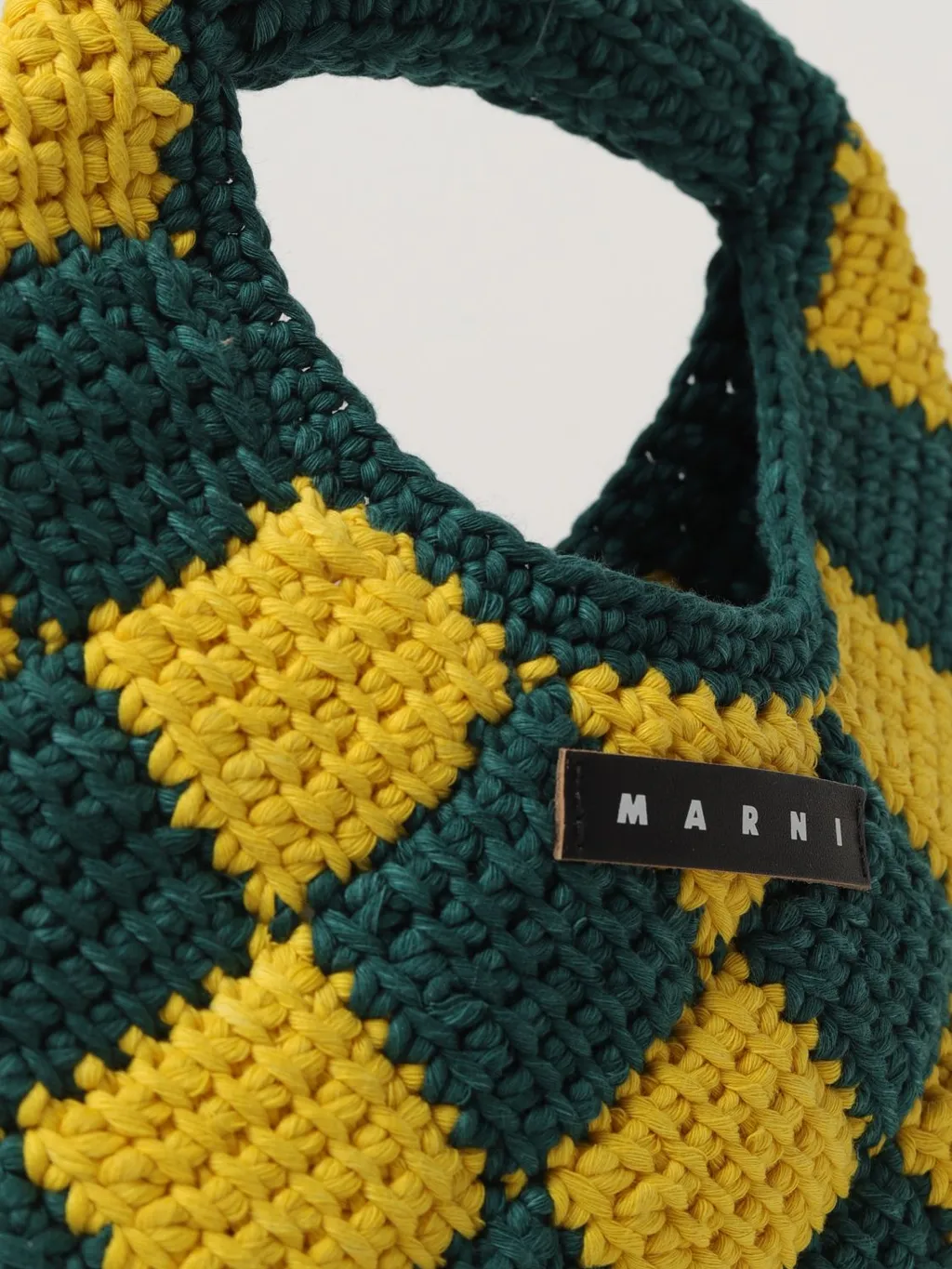 Marni Kids Logo Patch Checked Crochet Shoulder Bag