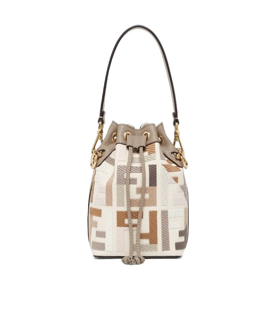 Multicolour Canvas Mini-Bag With Ff Embroidery