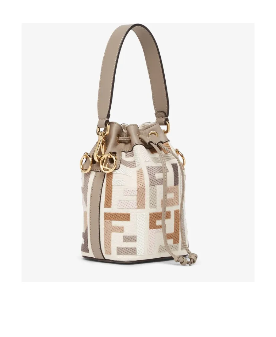 Multicolour Canvas Mini-Bag With Ff Embroidery