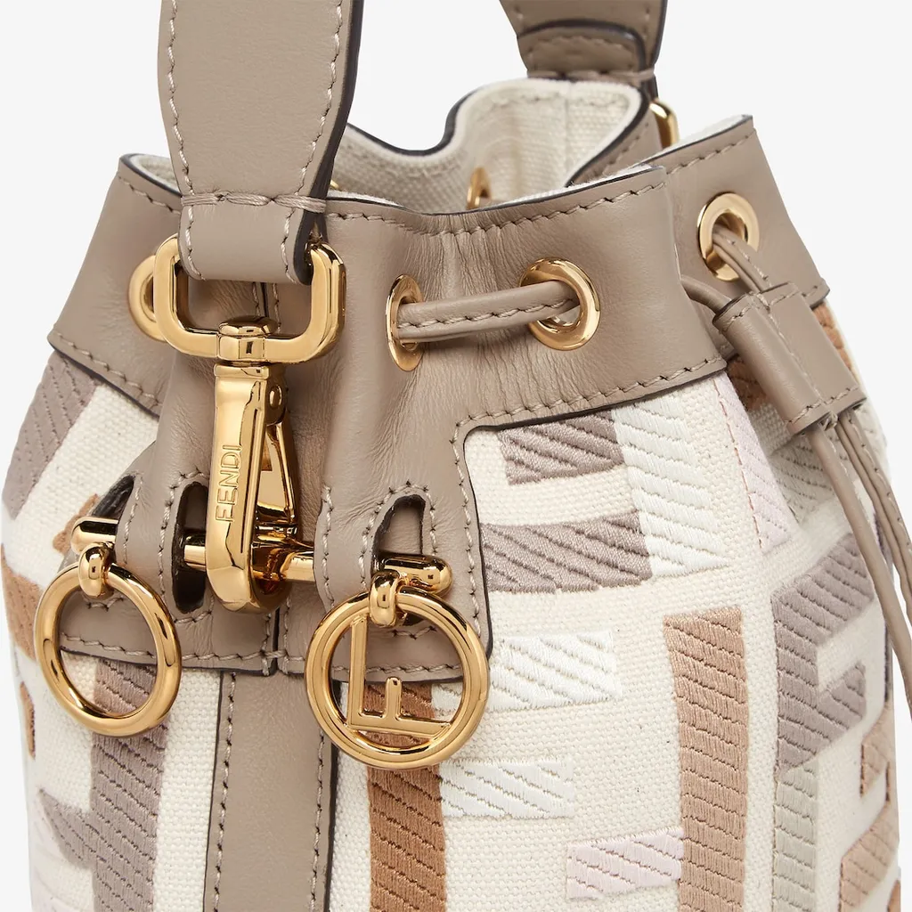Multicolour Canvas Mini-Bag With Ff Embroidery