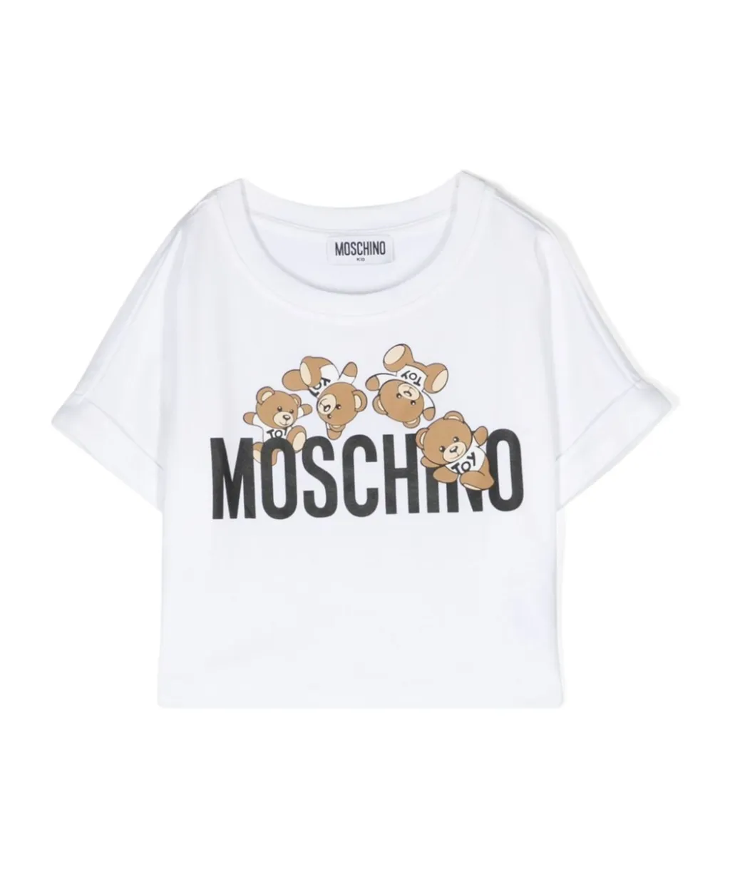 Moschino Kids Teddy Bear-Printed Crewneck T-Shirt