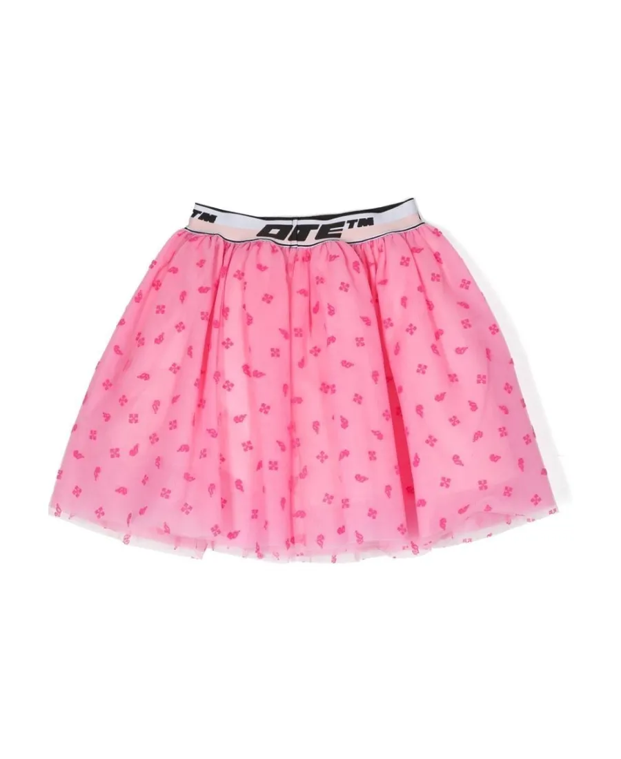 Off-White Kids Logo Waistband Tulle Skirt