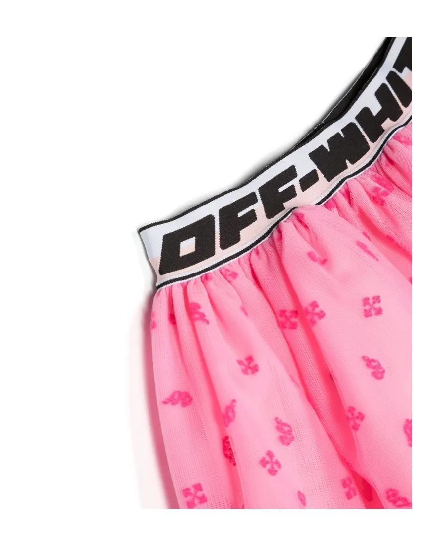 Off-White Kids Logo Waistband Tulle Skirt