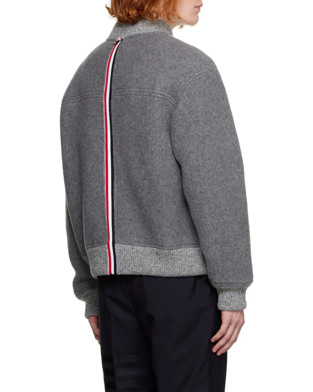 Thom Browne Logo Patch Zipped Bomber Jacket