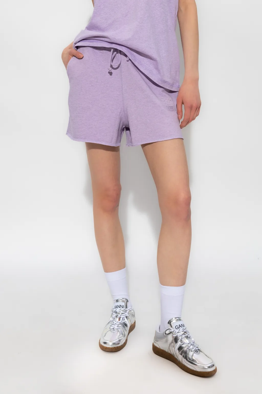 Ganni Logo-Embroidered Drawstring Shorts