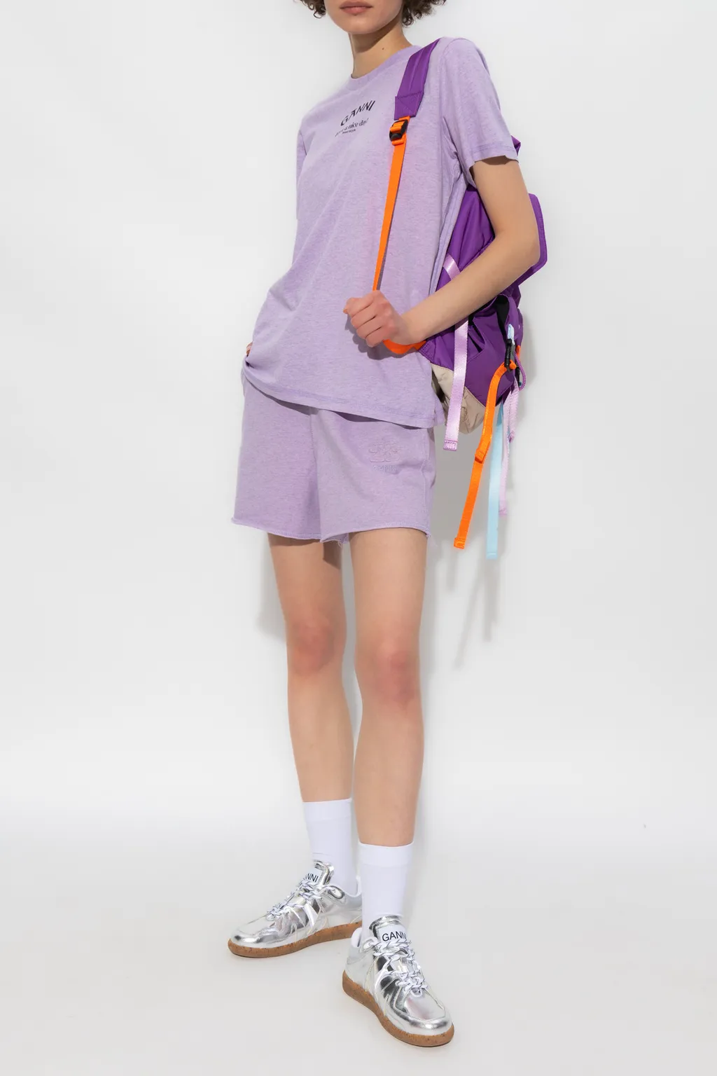 Ganni Logo-Embroidered Drawstring Shorts