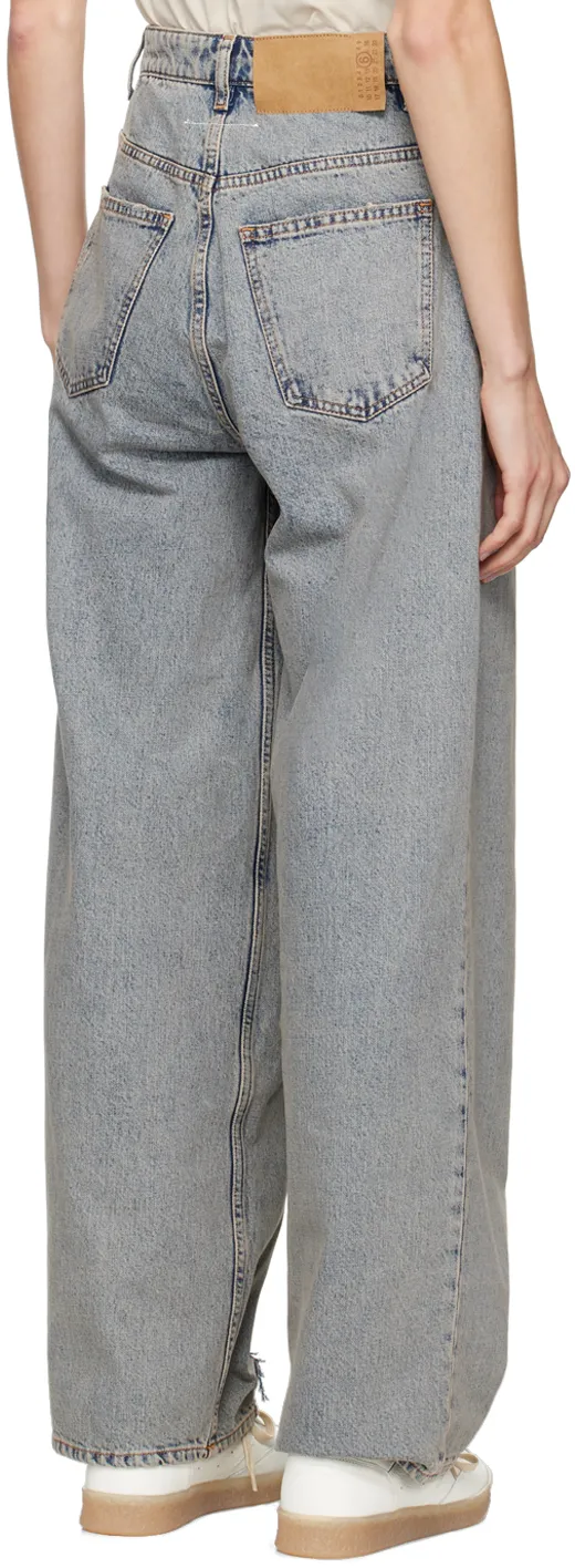 Mm6 Maison Margiela Wide Leg Panelled Jeans