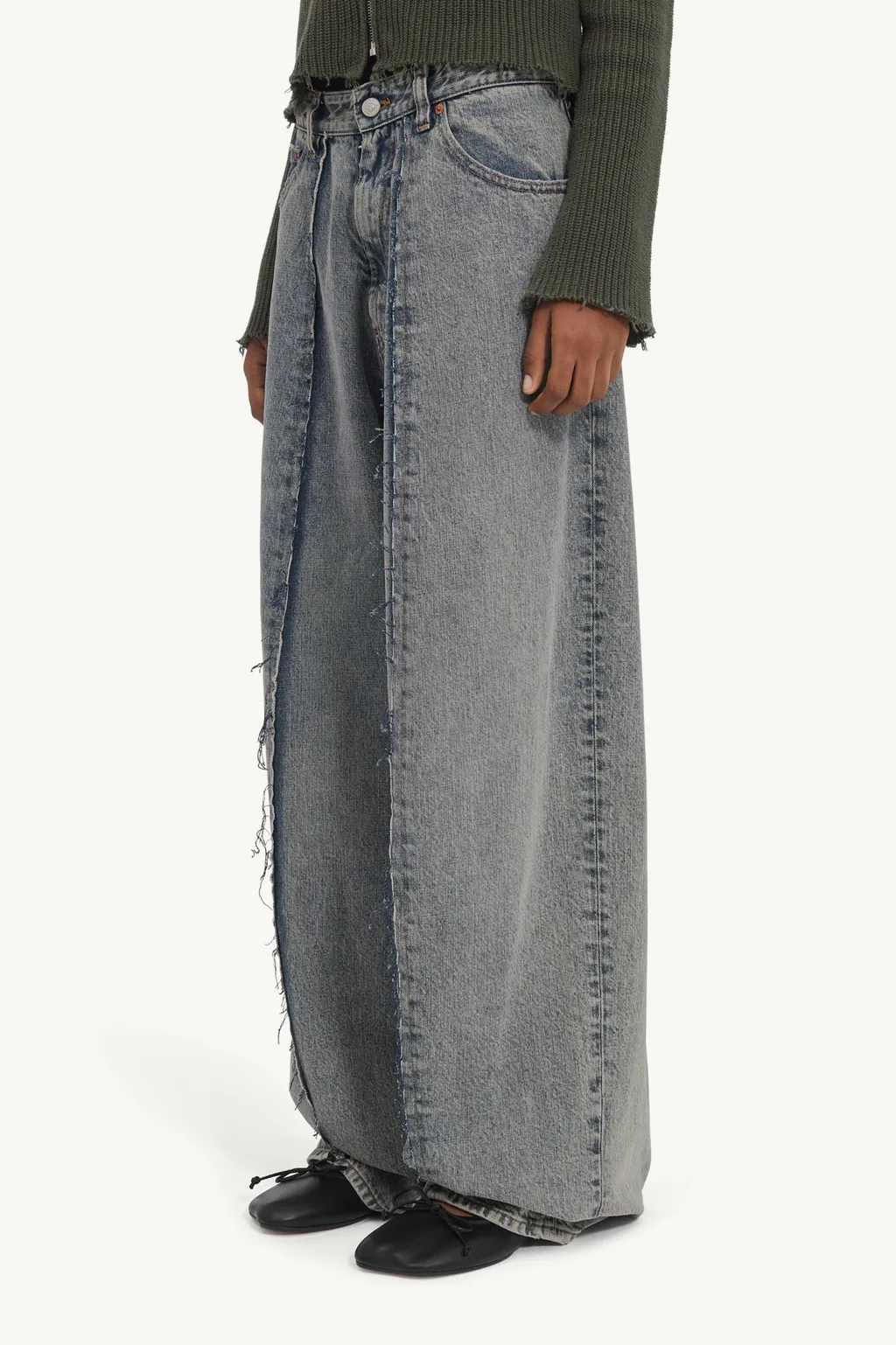 Mm6 Maison Margiela Wide Leg Panelled Jeans