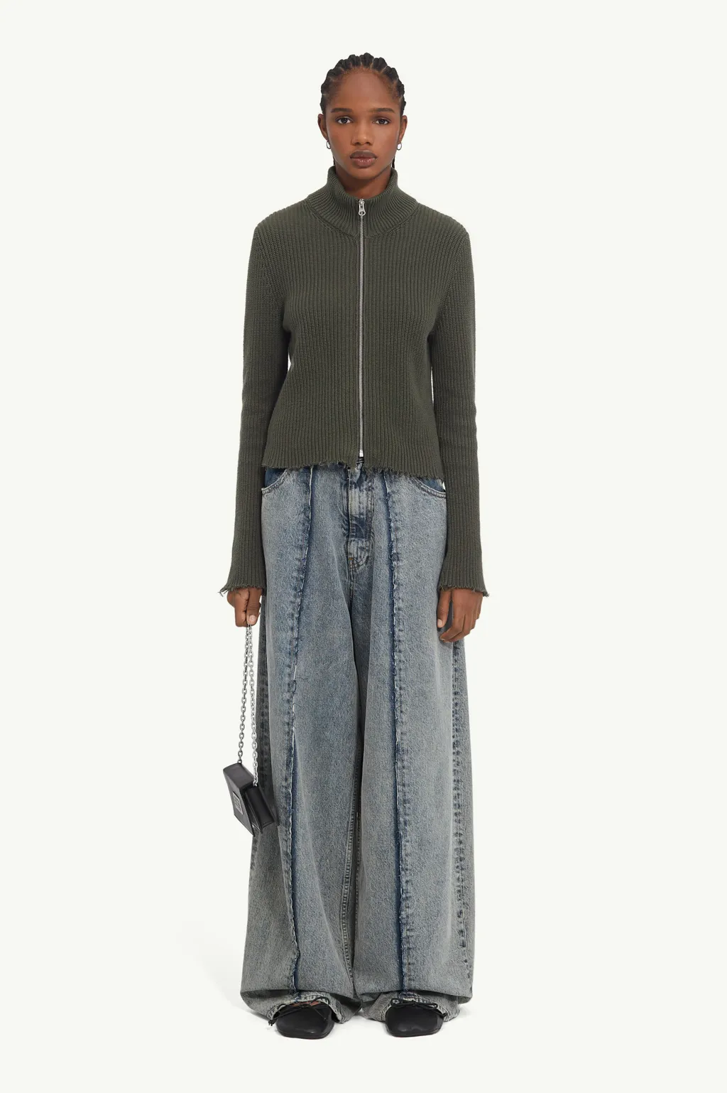 Mm6 Maison Margiela Wide Leg Panelled Jeans
