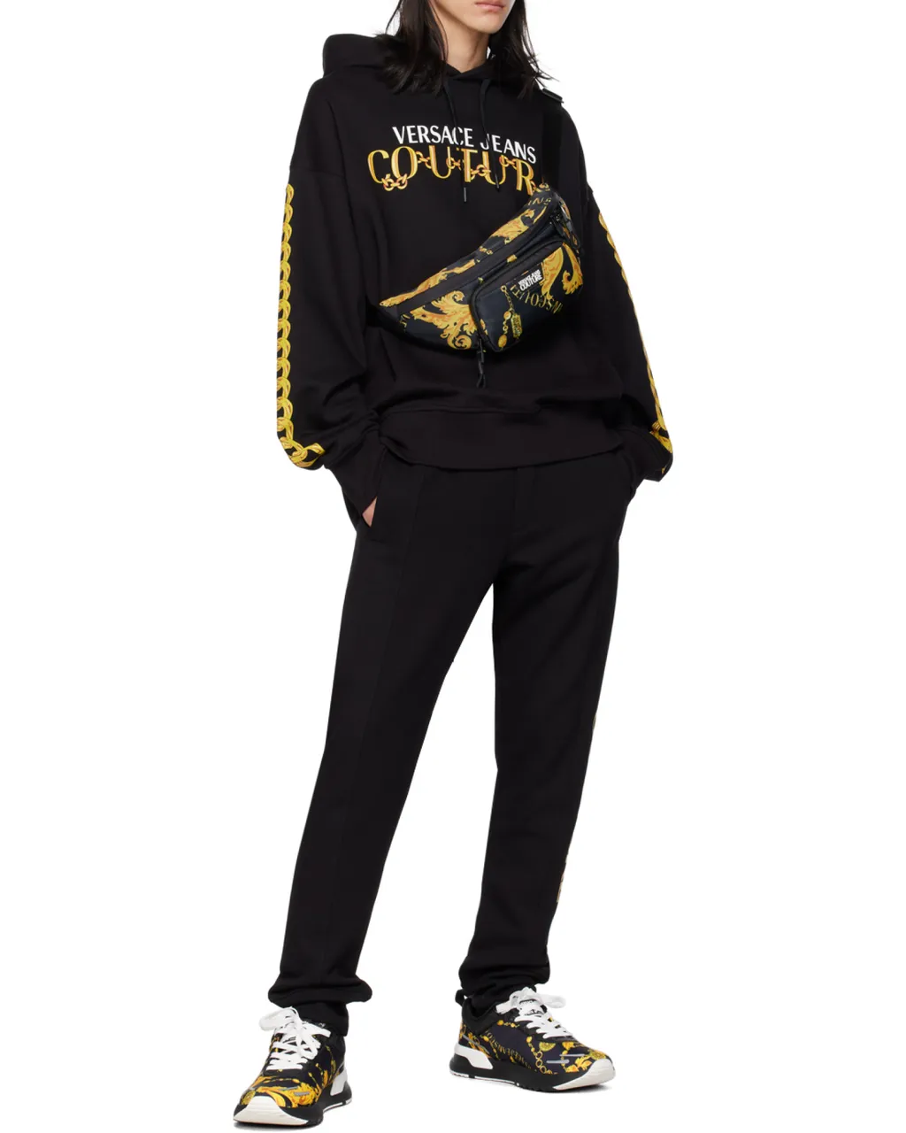Versace Jeans Couture Logo Printed Drawstring Hoodie