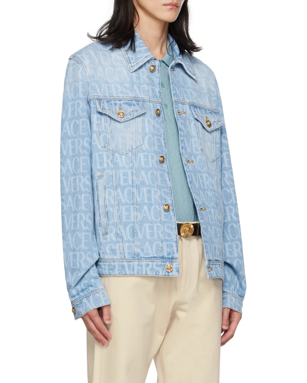 Versace Long-Sleeved Buttoned Denim Jacket