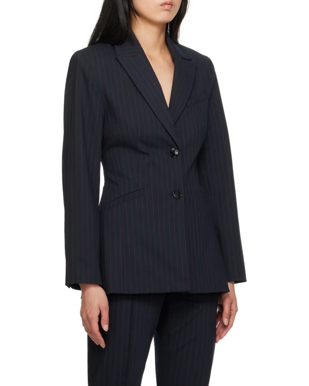 Ganni Pinstripe Long-Sleeved Blazer