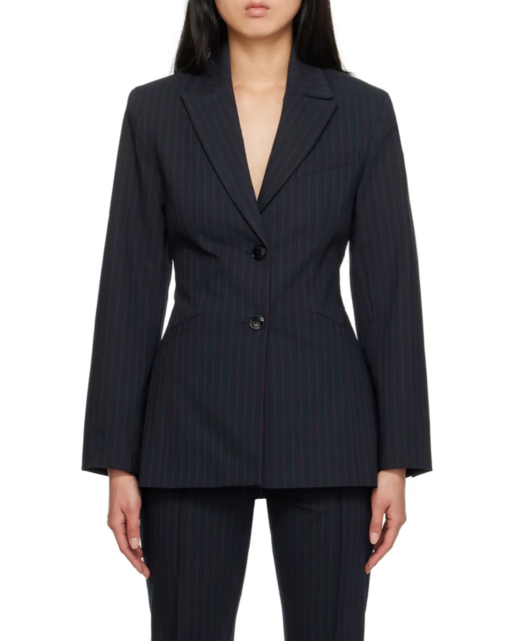 Ganni Pinstripe Long-Sleeved Blazer