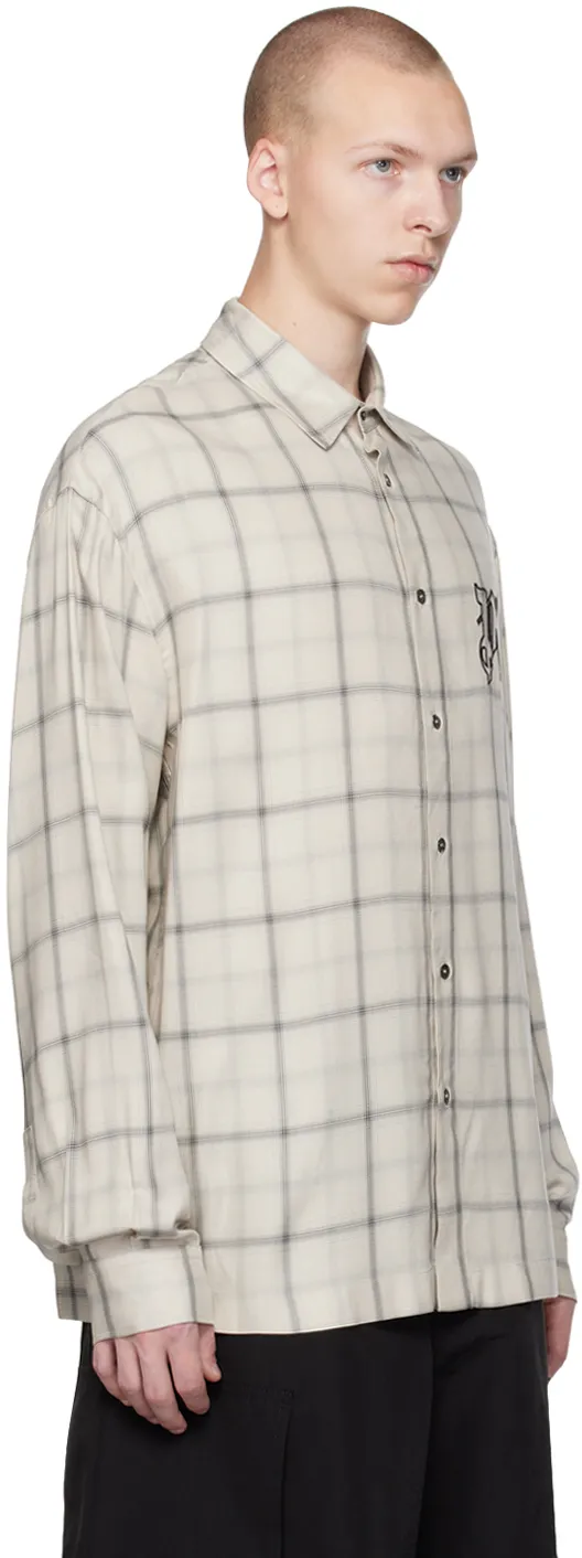 Palm Angels Logo Embroidered Checked Long-Sleeved Shirt