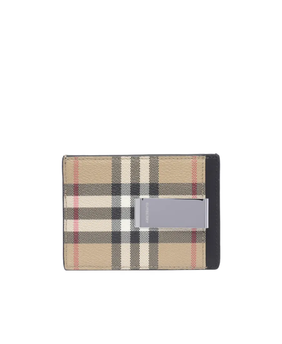 Burberry Checked Logo Engraved Cardholder