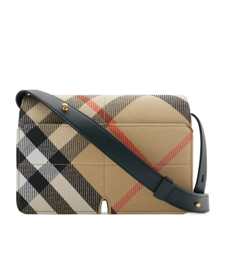 Burberry Snip Checked Foldover-Top Shoulder Bag