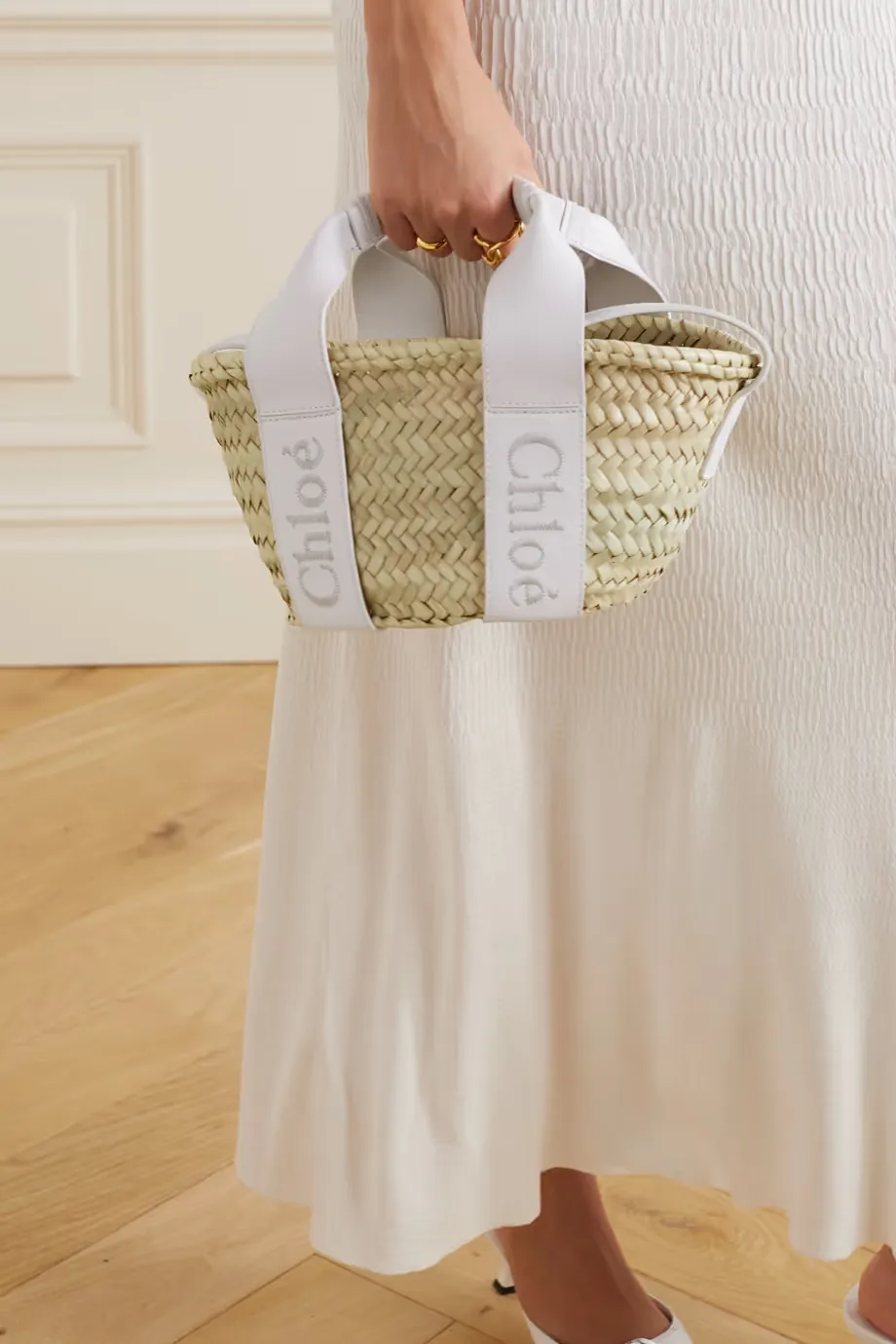 Small Chloé Sense Raffia Tote Bag