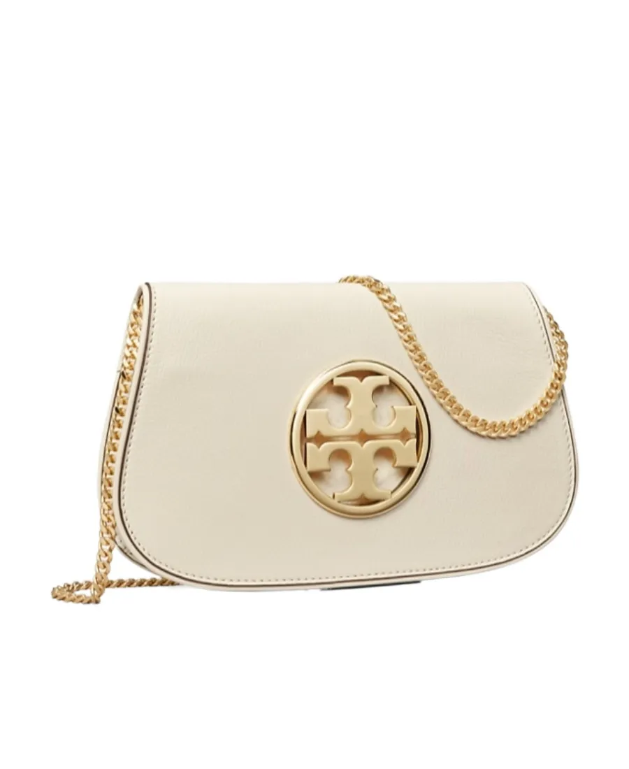 Tory Burch Logo Plaque Chain-Link Clutch Bag
