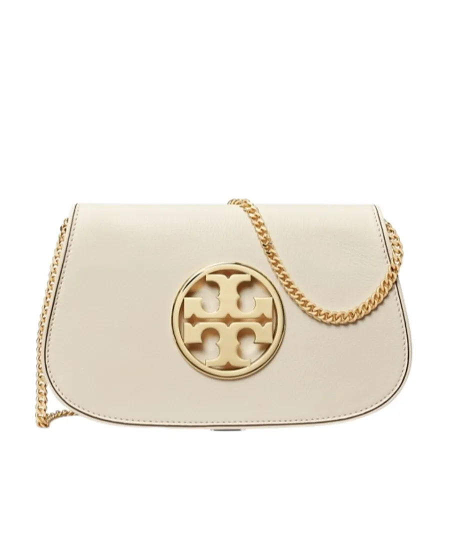 Tory Burch Logo Plaque Chain-Link Clutch Bag