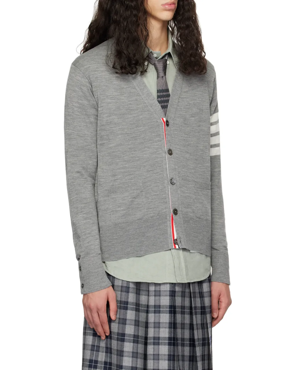 Thom Browne 4-Bar V-Neck Knit Cardigan