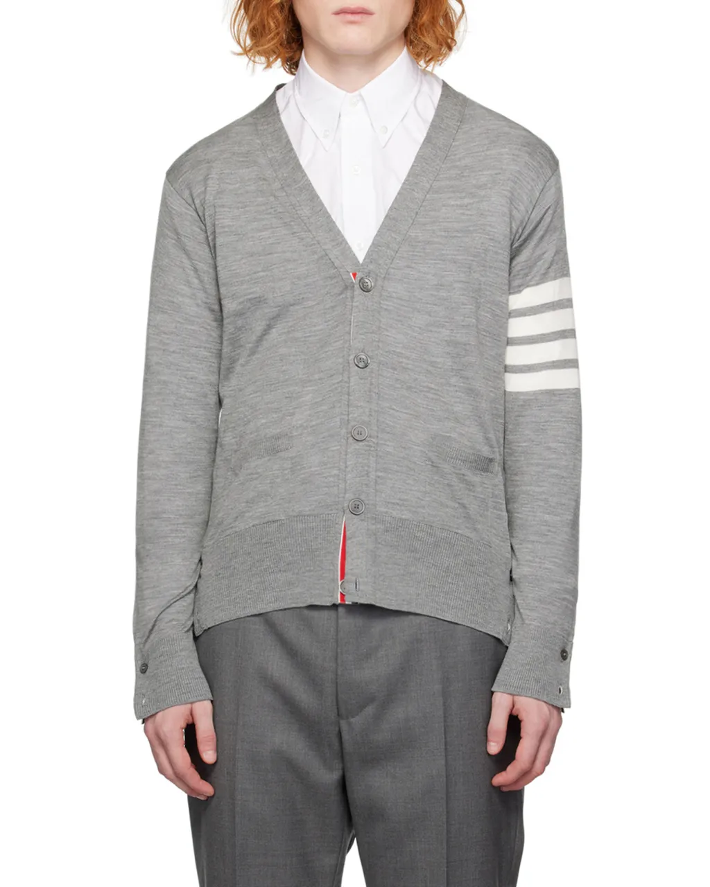 Thom Browne 4-Bar V-Neck Knit Cardigan