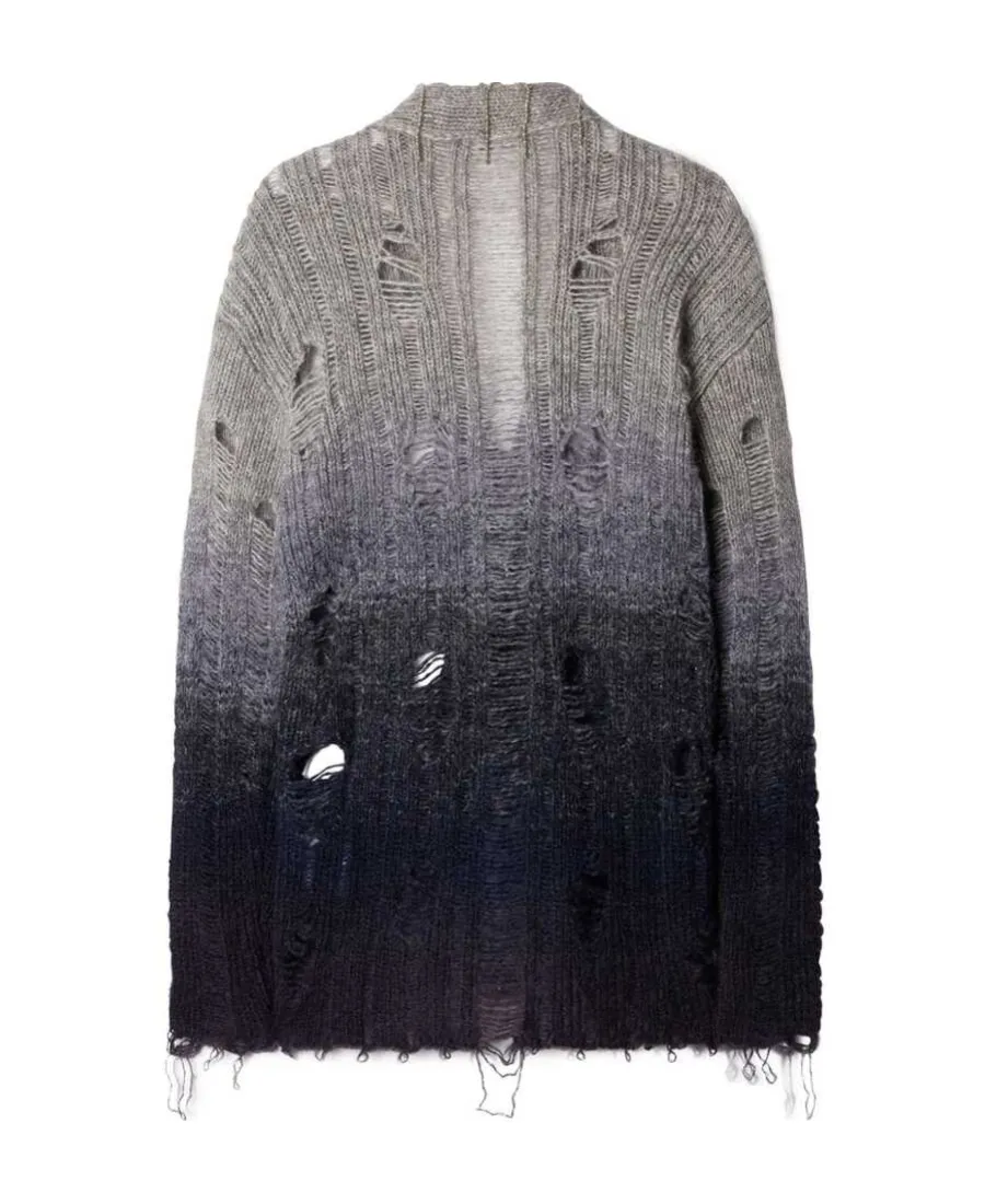 Off-White Distressed Knitted Cardigan