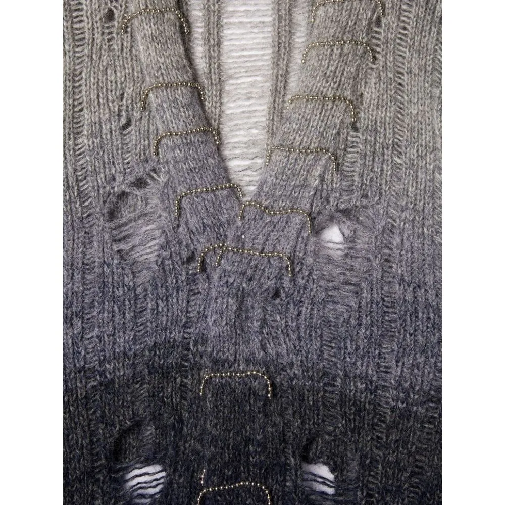 Off-White Distressed Knitted Cardigan