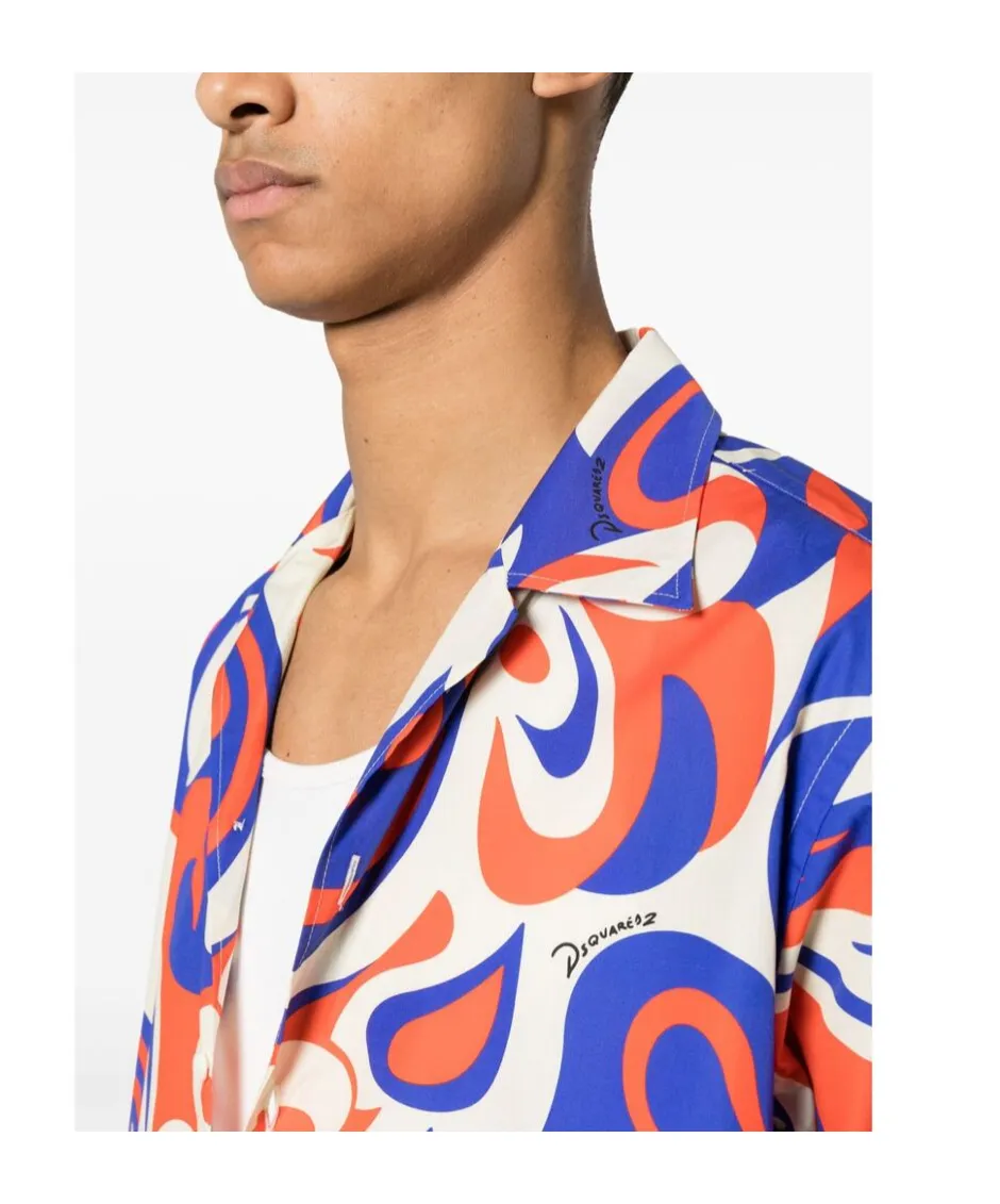 Dsquared2 Abstract Print Short-Sleeved Shirt
