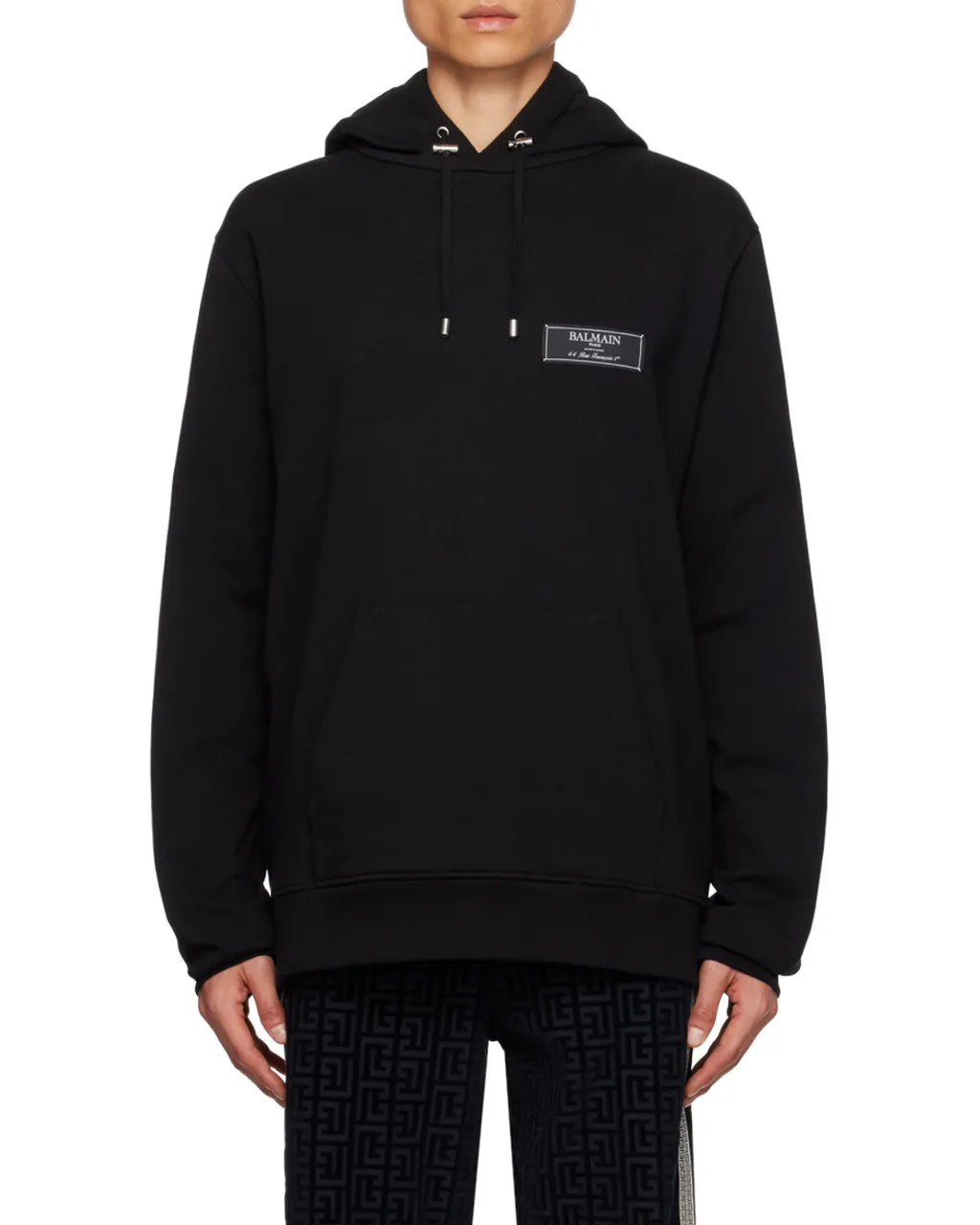 Balmain Logo Patch Drawstring Hoodie