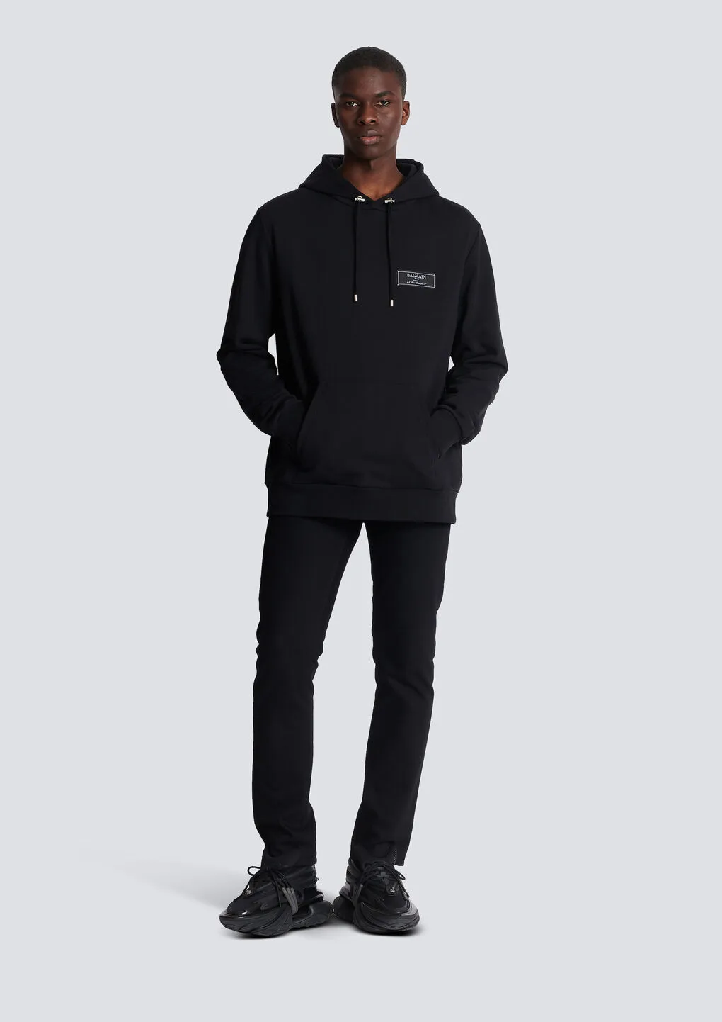 Balmain Logo Patch Drawstring Hoodie