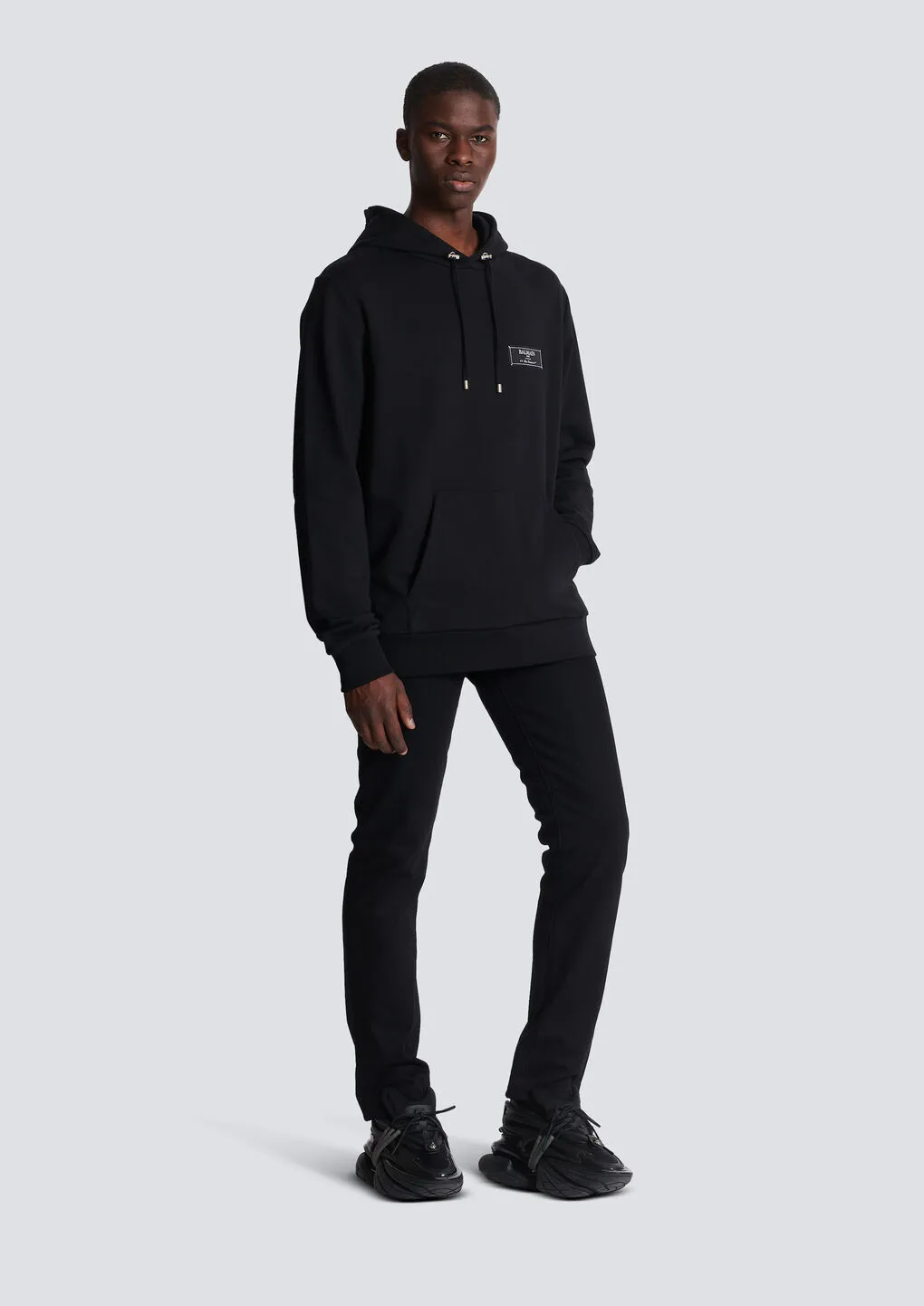 Balmain Logo Patch Drawstring Hoodie