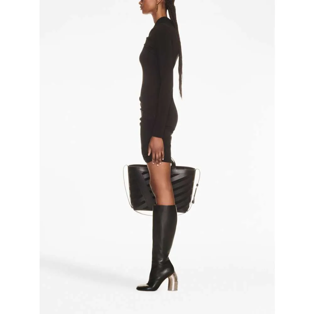 Off-White Off Stamp Twist Detailed Long-Sleeved Dress