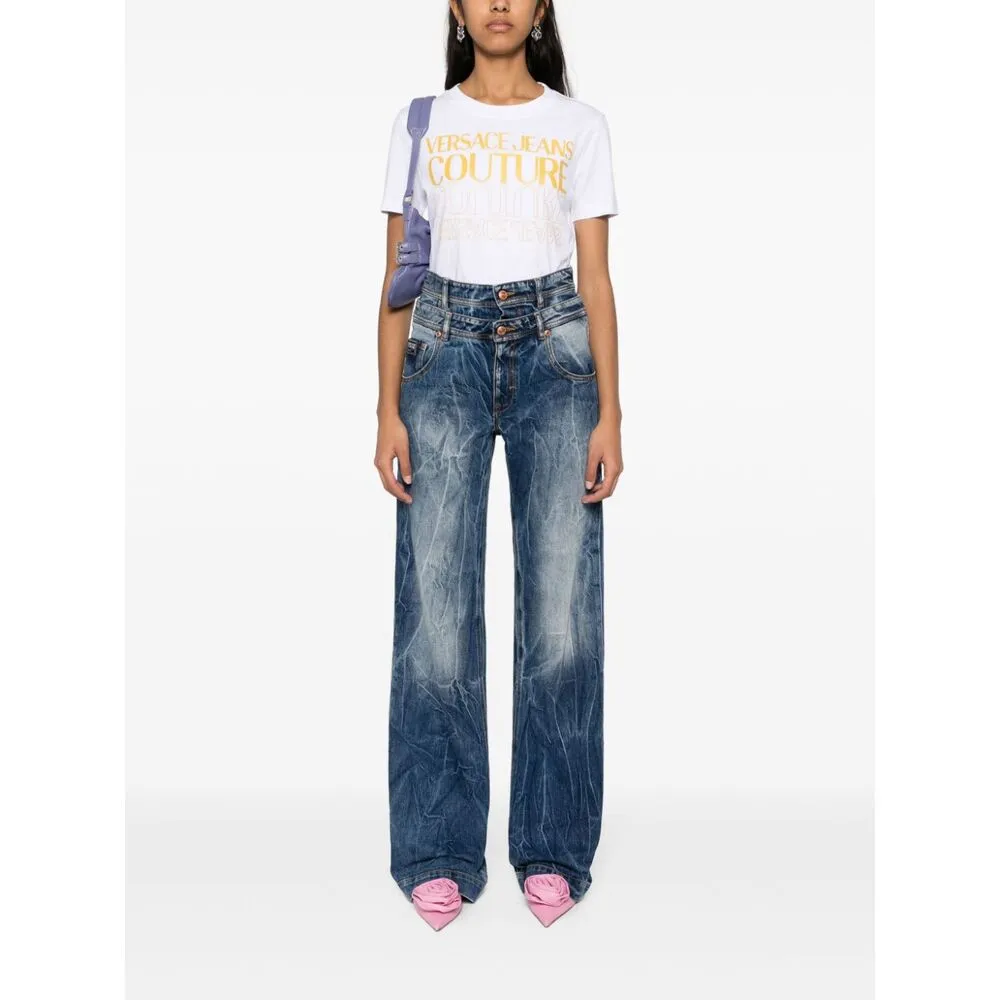Upside Down-Logo Cotton T-Shirt