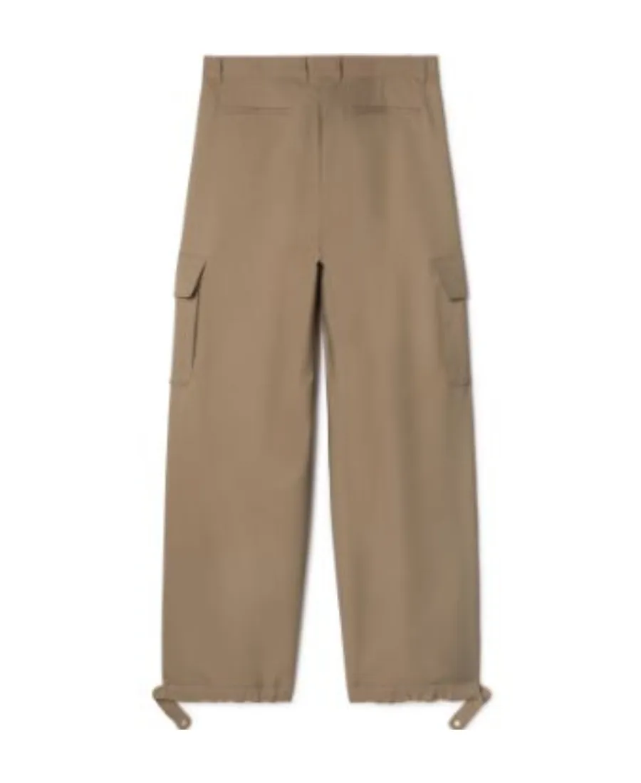 Off-White Ow Emb Drill Mid-Rise Wide Leg Trousers