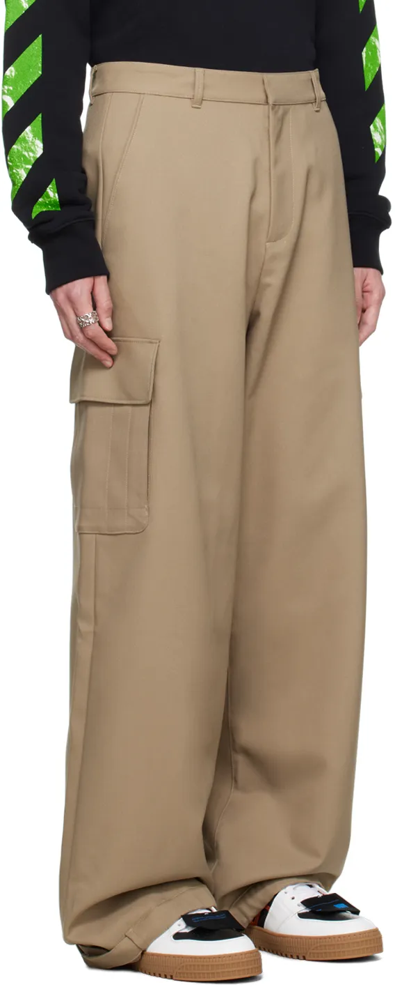 Off-White Ow Emb Drill Mid-Rise Wide Leg Trousers