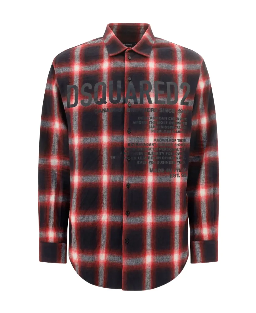 Dsquared2 Logo-Printed Long-Sleeved Checked Shirt