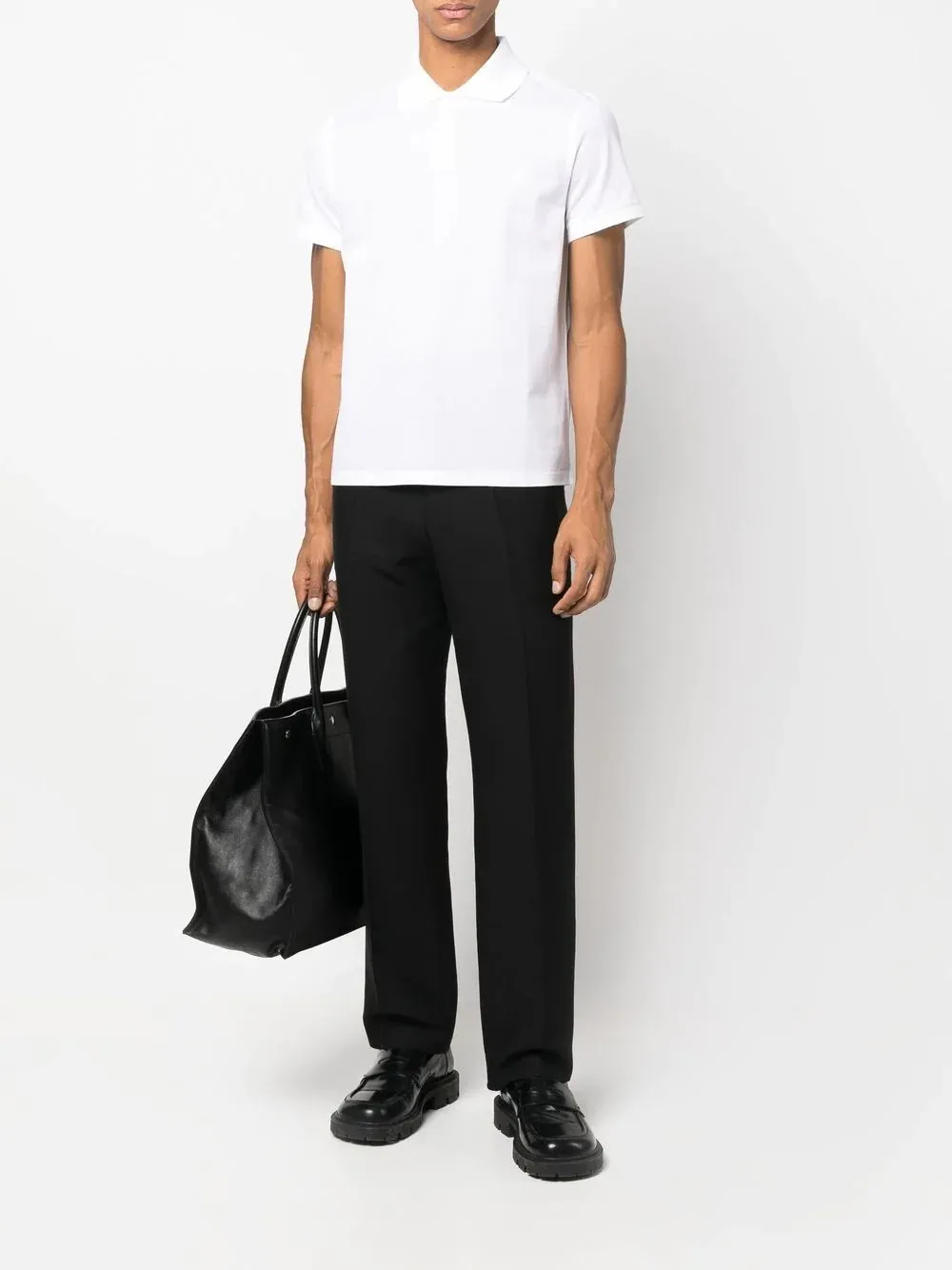 Saint Laurent Cassandre Logo Embroidered Polo Shirt