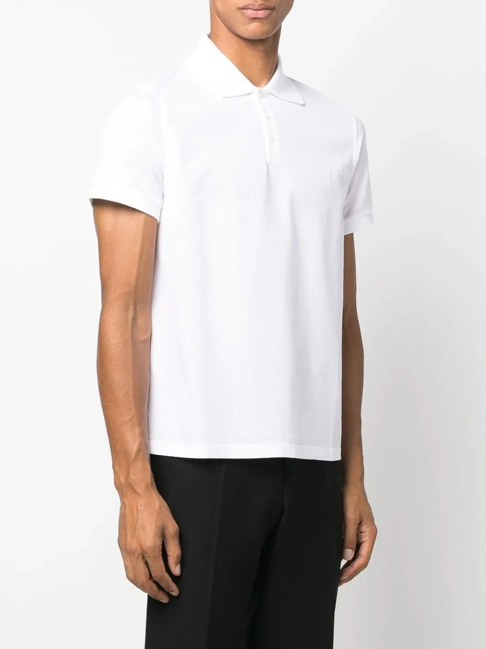 Saint Laurent Cassandre Logo Embroidered Polo Shirt