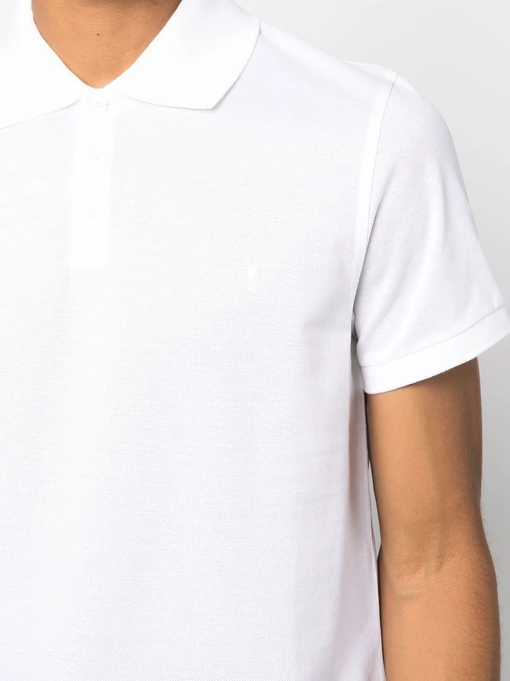 Saint Laurent Cassandre Logo Embroidered Polo Shirt