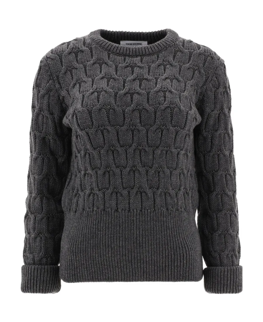 Thom Browne Criss Cross Cable Knitted Jumper