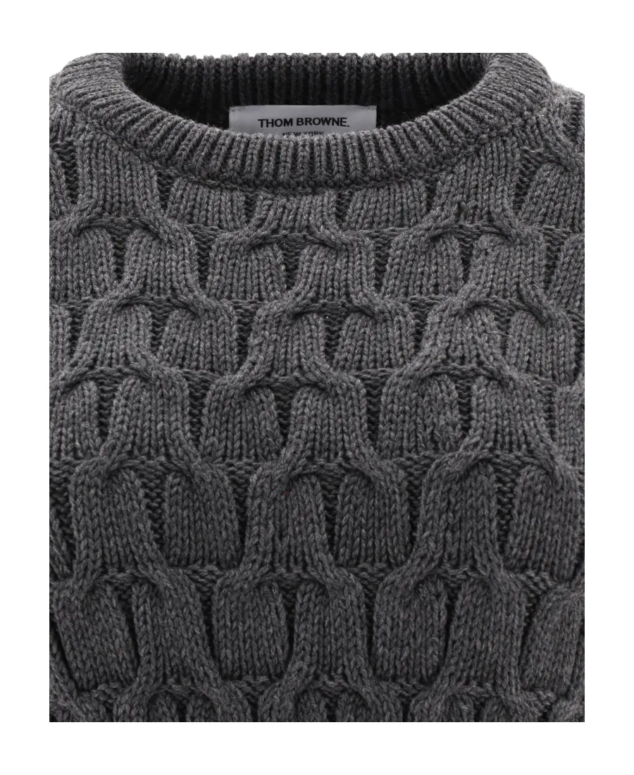 Thom Browne Criss Cross Cable Knitted Jumper