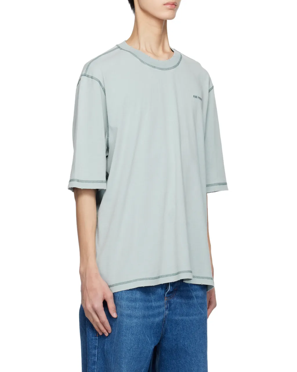 Ami Paris Logo Embroidered Crewneck T-Shirt