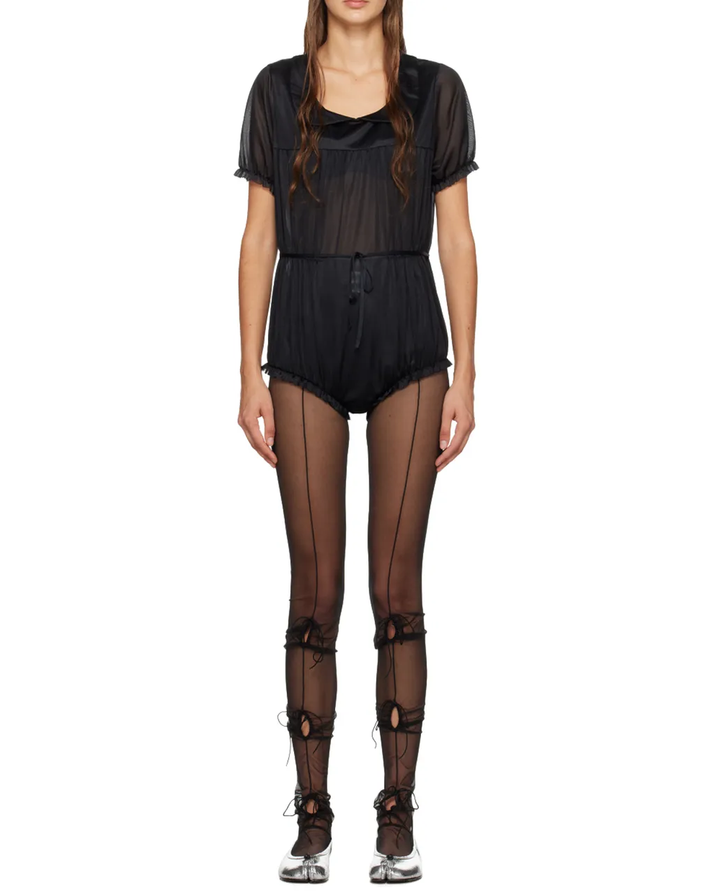 Maison Margiela Four-Stitch Short-Sleeved Ruched Bodysuit