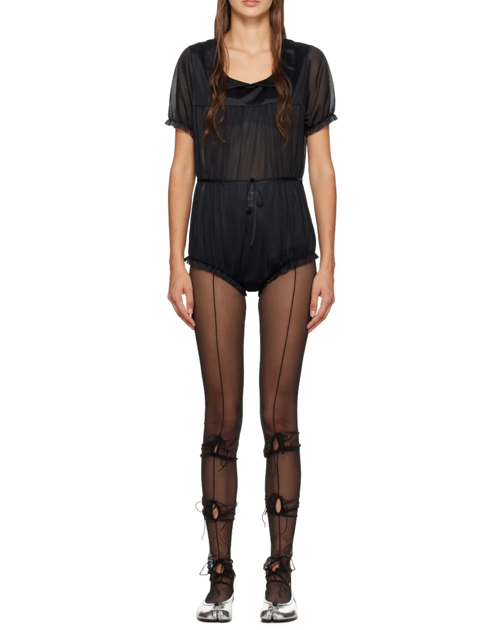 Maison Margiela Four-Stitch Short-Sleeved Ruched Bodysuit