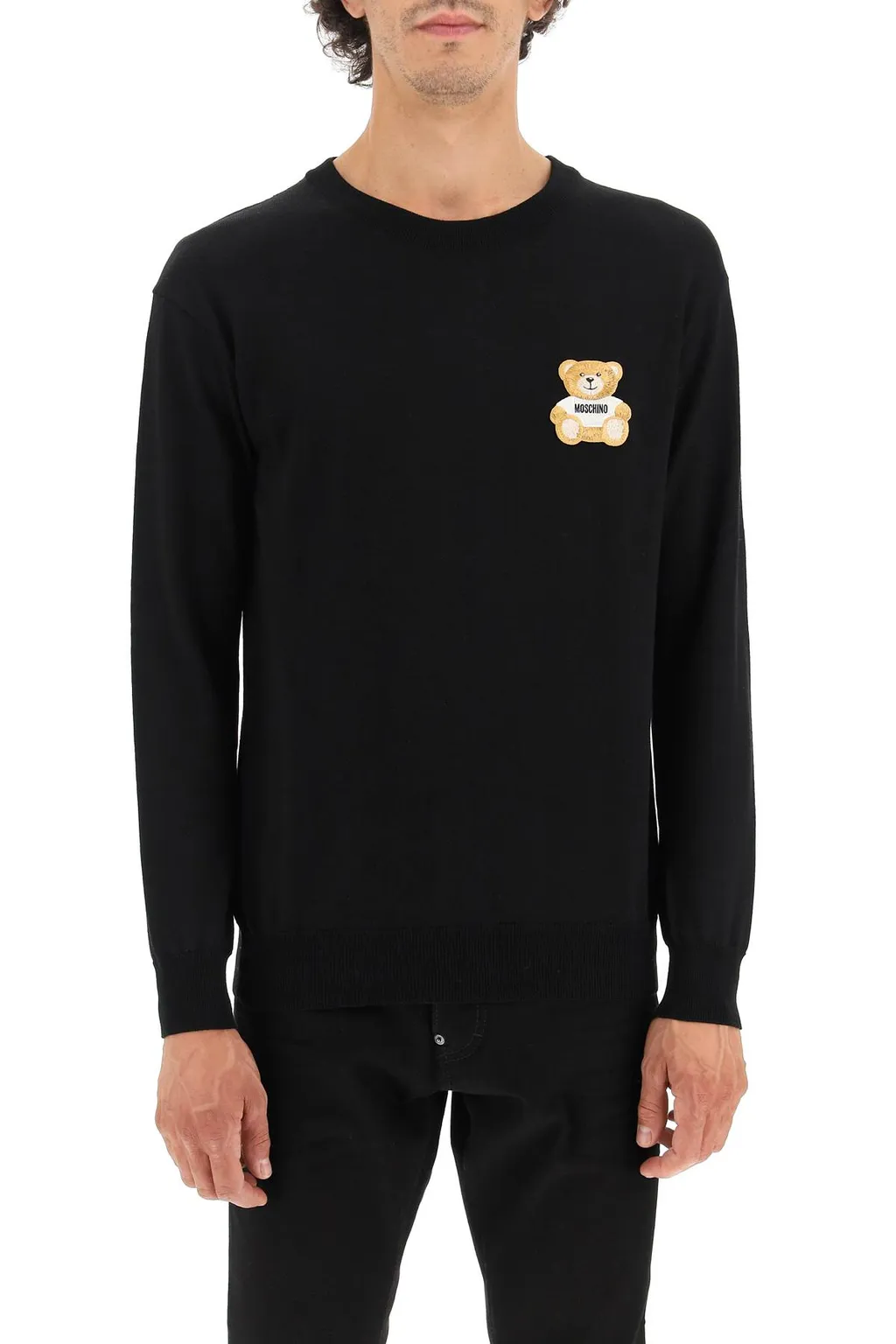 Moschino Teddy Bear Patch Crewneck Knitted Jumper